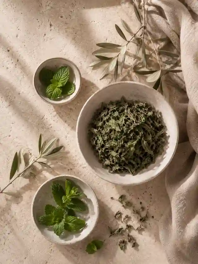 Persian peppermint leaves and peppermint powder